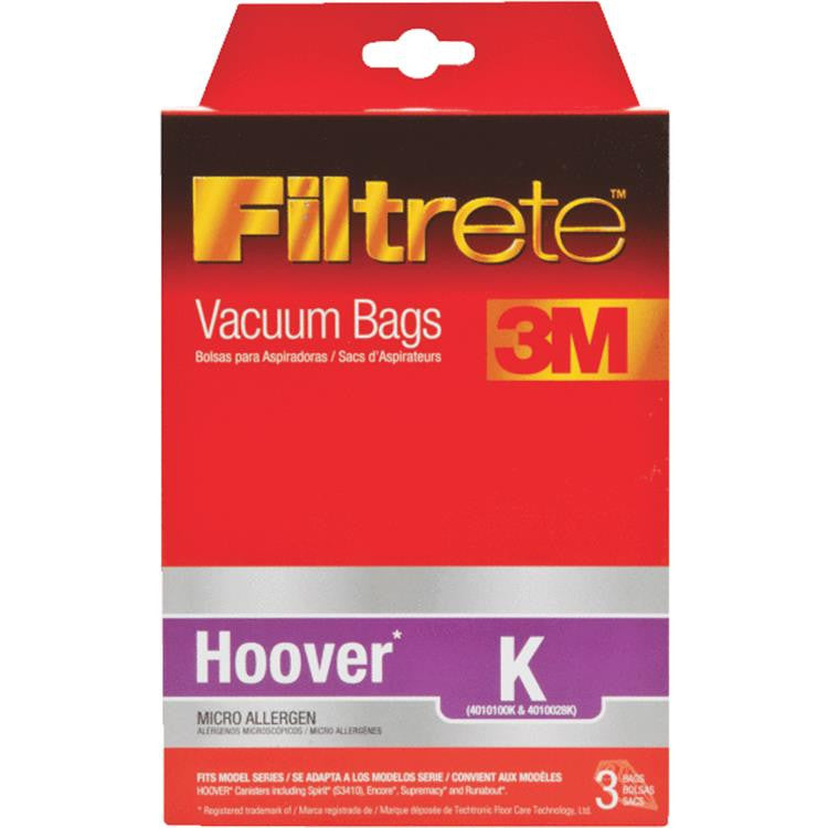 Hoover Style K Canister Vacuum Cleaner Bags 3pk